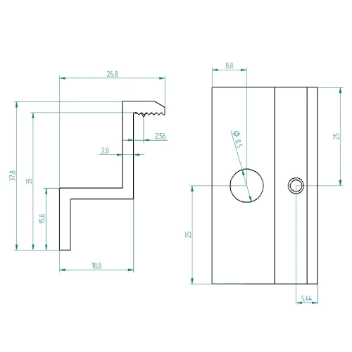 [RDY] Morsetto terminale H35 L50 - grezzo con pin di messa a terra PV-03-38 (2)