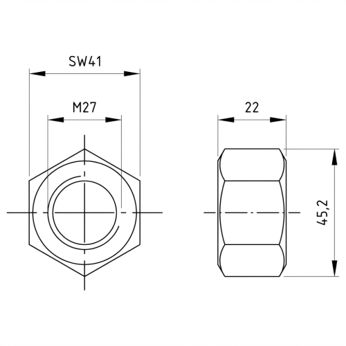 Dado esagonale M27 DIN 934 A2-70 000-056 (2)