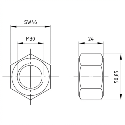 Dado esagonale M30 DIN 934 A2-50 000-059 (2)