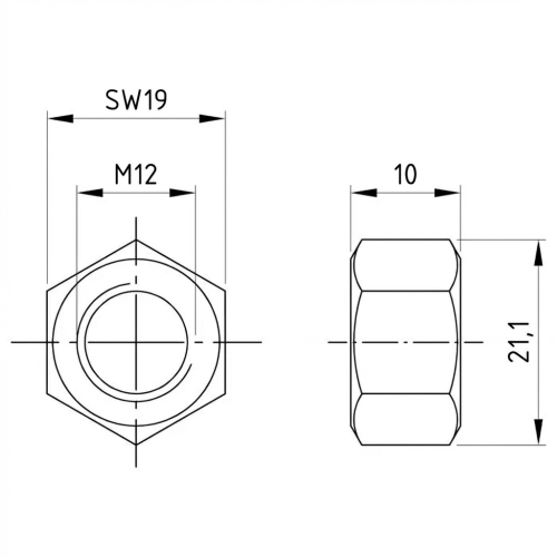 Dado esagonale M12 DIN 934 A4-80 000-067 (2)