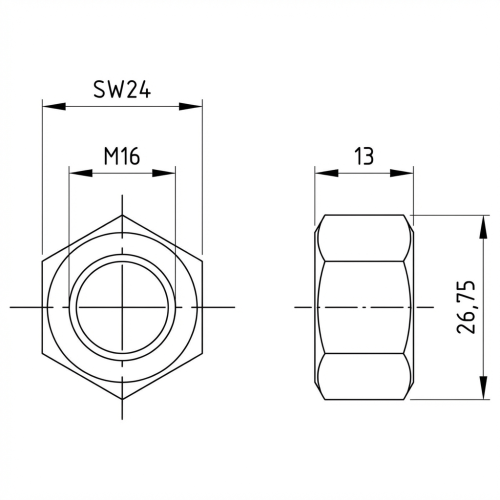 Dado esagonale M16 DIN 934 A4-80 000-073 (3)