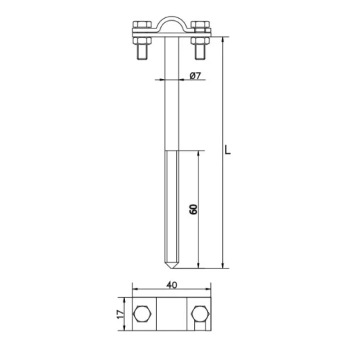 Supporto per filo avvitabile h=12cm zincato galvanico 000-150 (2)