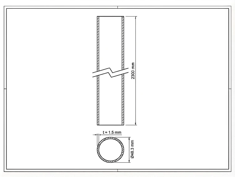 Paletto per recinzione Fi 48,3x1,5, lunghezza 2,3 m, grafite RAL 7016 000-227 (2)