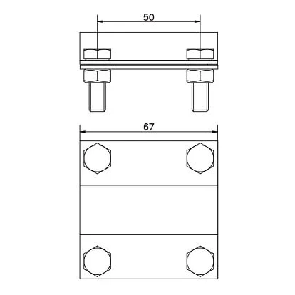 Morsetto di messa a terra 2 piastre asta fi 20 mm, barra B fino a 40 mm PV-24-03 (2)