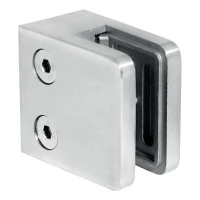 Supporto per vetro 45x45x26 mm, vetro 6-10,76 mm, AISI 304, sistema piatto, satinato