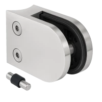 Morsetto per vetro 50x40x26 mm con pin, vetro 6-10,76 mm, AISI 304, sistema 42,4 mm, satinato