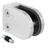 Supporto per vetro 50x40x26 mm. pin, vetro 6-10,76 mm, AISI 304, sistema piatto, satinato
