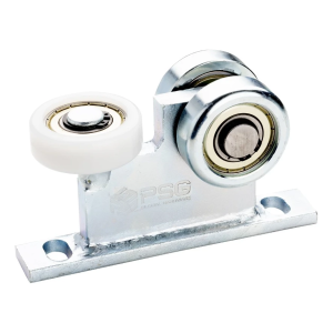 Carrello 70 per cancello sospeso 2 rulli in acciaio e 1 in plastica - base stretta