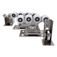 Kit carrelli per profilo 68x68 mm con ruote in plastica, con rullo e supporto di arrivo