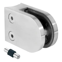 Supporto per vetro 6-10,76 mm 50x40x26 mm con pin AISI 304 sistema 48,3 mm satinato