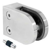 Morsetto per vetro 50x40x26 mm pin vetro 6-10,76 mm AISI 316 sistema piatto satinato