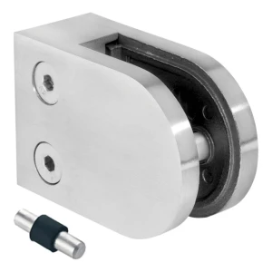 Morsetto per vetro 6-10,76 mm 63x45x28 mm pin AISI 304 sistema piatto satinato