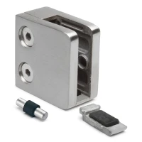 Morsetto per vetro 6-10,76 mm 45x45x26 mm staffa e pin AISI 304 sistema piano lucido