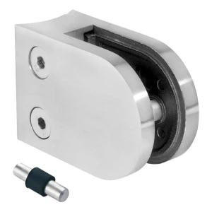 Morsetto per vetro 6-10,76 mm 63x45x28 mm pin AISI 304 sistema 42,4 mm lucido