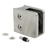 Morsetto per vetro 8-12,76 mm 52x52x32 mm staffa e pin AISI 304 sistema 42,4 mm satinato