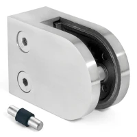 Supporto per vetro 6-10,76 mm 50x40x26 mm pin AISI 304 sistema piatto lucido