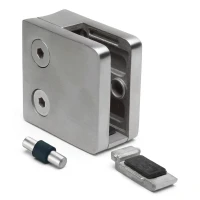 Supporto per vetro 6-10,76 mm 45x45x26 mm pin AISI 304 sistema 42,4 mm satinato