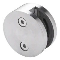 Morsetto per vetro 8-12,76 mm unilaterale fi 60 mm AISI 304 sistema piatto satinato