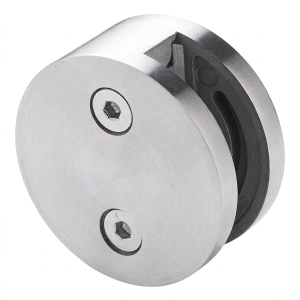 Morsetto per vetro 8-12,76 mm unilaterale fi 60 mm AISI 304 sistema piatto satinato