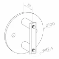 Montante terminale sinistro ø42,4x1230mm AISI304 fissaggio laterale satinato 000-525 (5)