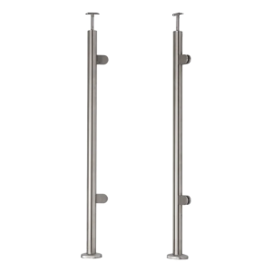 Palo terminale destro/sinistro ø 42,4x1060mm AISI304 2 supporti per vetro a pavimento
