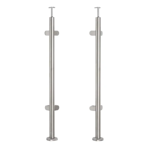 Colonnina per balaustra angolare per vetro ø42,4x1060/1102,4mm 4 supporti satinata 000-559 (1)