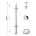 Colonnina per balaustra angolare per vetro ø42,4x1060/1102,4mm 4 supporti satinata 000-559 (2)