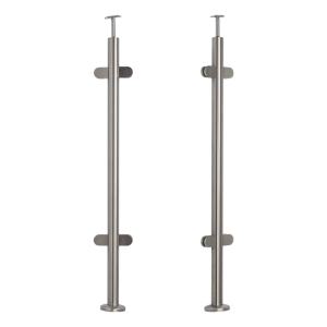 Montante per balaustra intermedio ø 42,4x1060/1102,4 mm/ 4 supporti per vetro