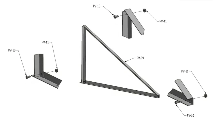Triangolo di montaggio 25 orizzontale 890x810x380 PV-09-05 (1)