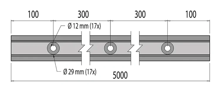Kozza KE 100 – profilo U per balaustre tutto vetro 5000 mm nero, fissaggio dall'alto 000-861 (6)