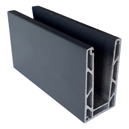 Kozza KE 100 – profilo a U per balaustre tutto vetro 5000 mm grigio scuro 000-862 (1)