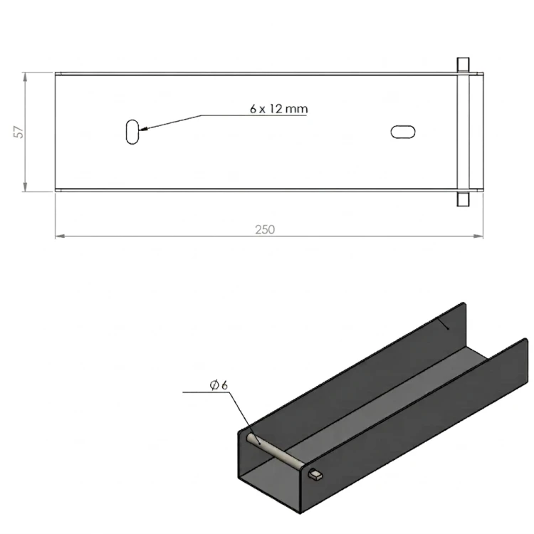 Profilo a U connettore supporto per zoccolatura 250x55 Marrone GPV-700-45 (3)