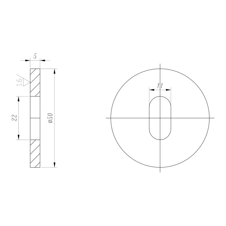 Distanziale PSG per attacchi puntuali ø 50 mm / 5 mm – foro asolato, AISI 304 satinato 000-896 (2)