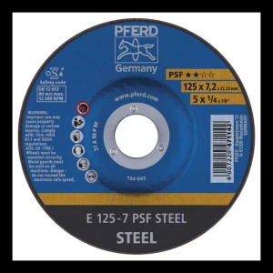 PFERD E 125-7 PSF STEEL – disco da taglio per acciaio 125 × 7,2 mm (confezione 10 pz.)