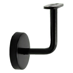Supporto per corrimano piatto a parete con rosetta nero AISI 304 ⌀ 70 mm