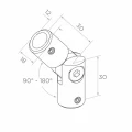 Postal – gomito snodato per balaustra 90°–180° per asta fi 12 mm, AISI 304 satinato 001-146 (2)