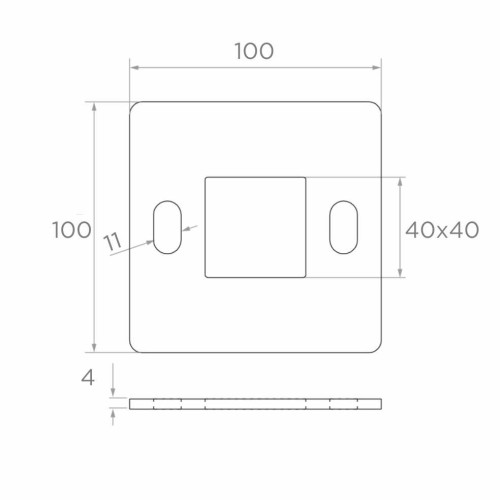 Base del pilastro della balaustra per saldatura 100×100 mm – acciaio inossidabile AISI 304, sistema 40×40 001-162 (2)