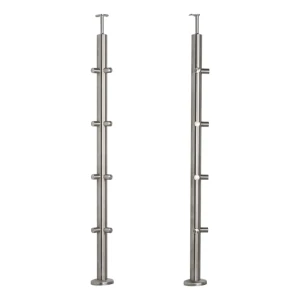 PSG montante balaustra angolare in acciaio AISI 304 ø42,4 mm H1060 mm con supporti per tubi ø12 mm