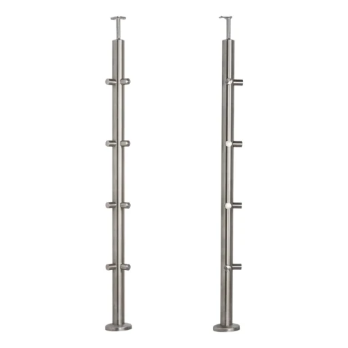 PSG montante balaustra angolare in acciaio AISI 304 ø42,4 mm H1060 mm con supporti per tubi ø12 mm 001-206 (1)