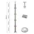 PSG montante balaustra angolare in acciaio AISI 304 ø42,4 mm H1060 mm con supporti per tubi ø12 mm 001-206 (2)